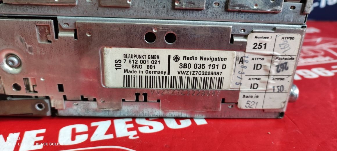 Radio Nawigacja 2 DIN Blaupunkt z Kodem VW Passat B5 2003 Blask Gołdap