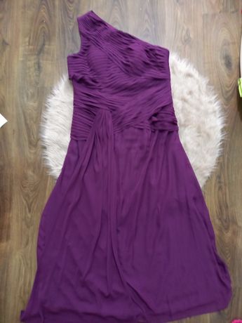 Fioletowa długa suknia plus size 48 sylwester studniówka