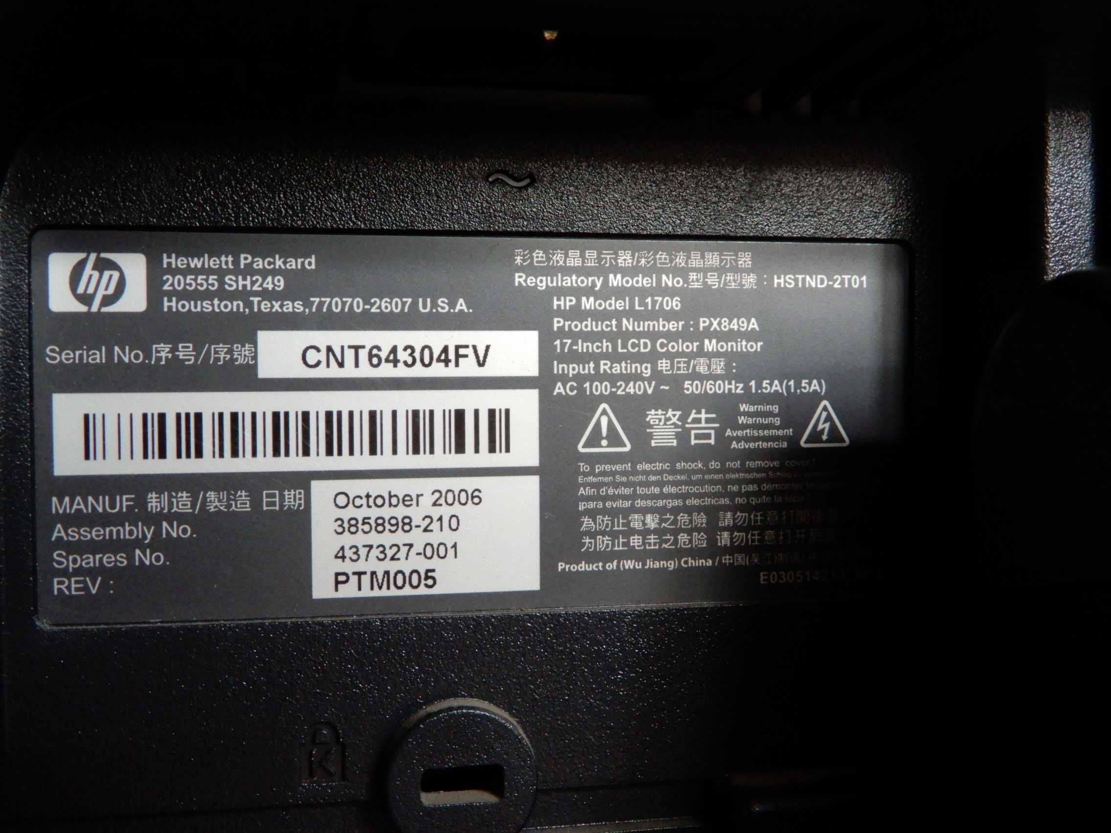 Monitor HP L1706 LCD 17"