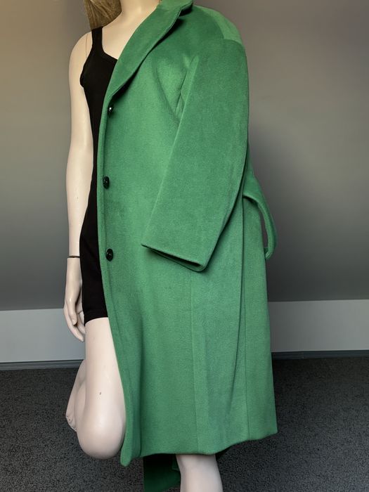 H&M zielony długi  płaszcz prosty krój oversize 38