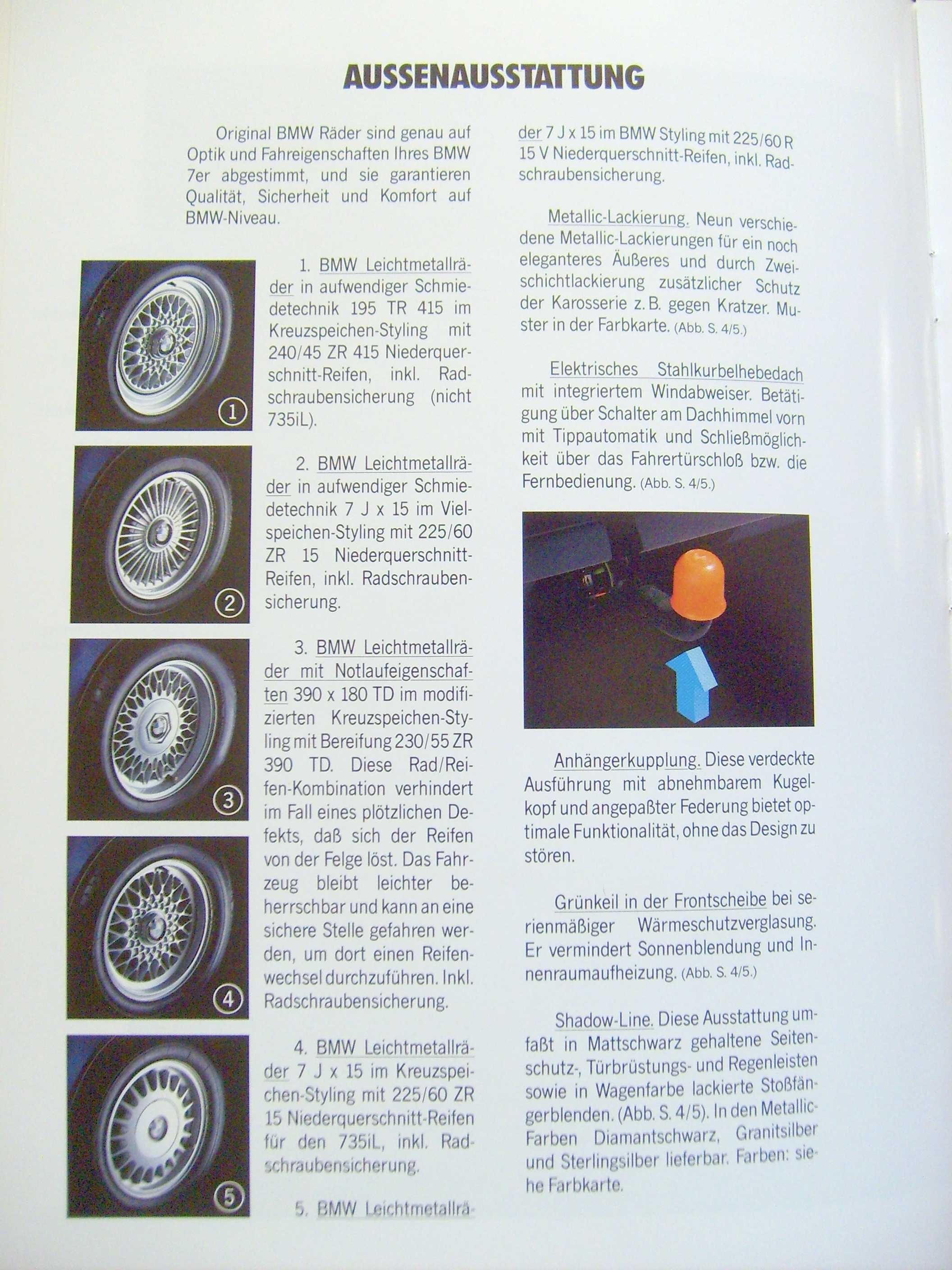 BMW 7 E32 / Prospekt - Wyposażenie dodatkowe 1991 * WYPRZEDAŻ  !