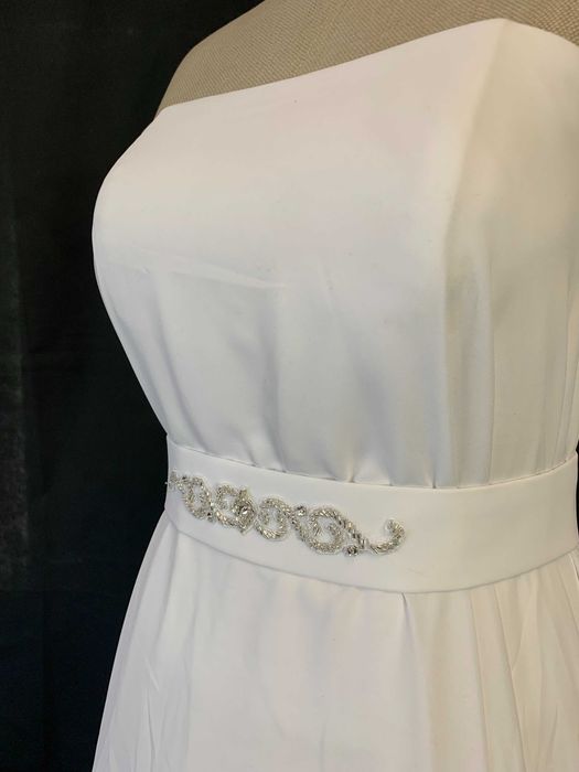 Nowa nowoczesna suknia ślubna High-Low 38 M bez ramiączek na panieński