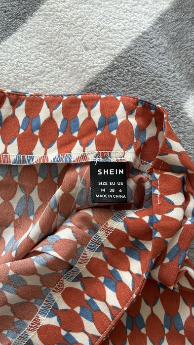 Wzorzyste rude spodnie lekkie letnie Shein M/38