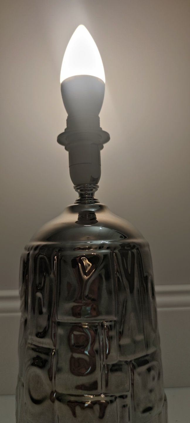 Lampa stojąca, srebrna, używana E14 (bez klosza)