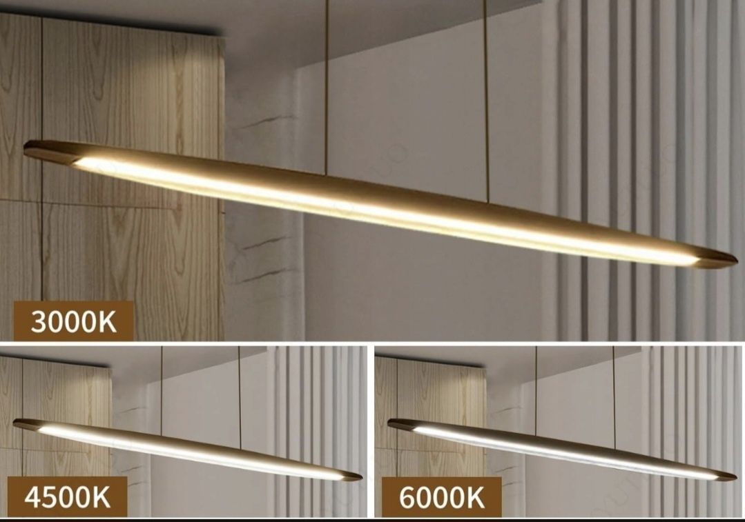 Nowoczesna drewniana Lampa Wisząca LED z pilotem YYUTLUO 100 cm