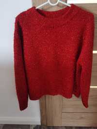Sweter świąteczny h&m z nitką błyszcząca czerwony xs/s