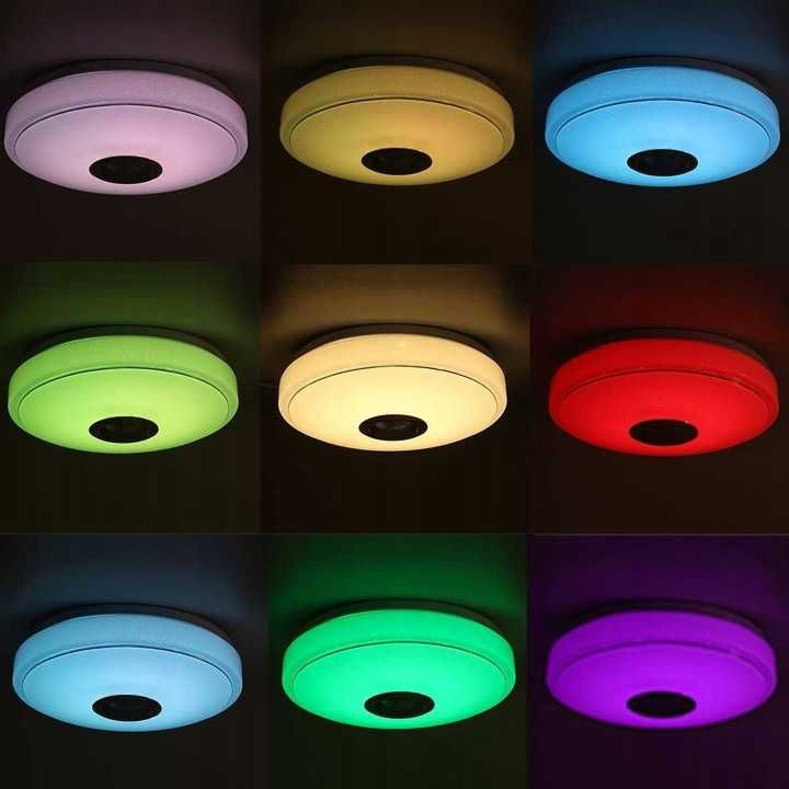 LAMPA PLAFON sufitowa lampa z głośnikiem bluetooth RGB + pilot