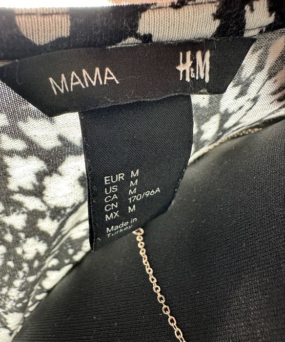 Wzorzysta elastyczna sukienka ciążowa na długi rękaw midi 38 M H&M