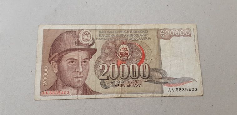 Banknot Jugosławia 100 i 20000 Dinara