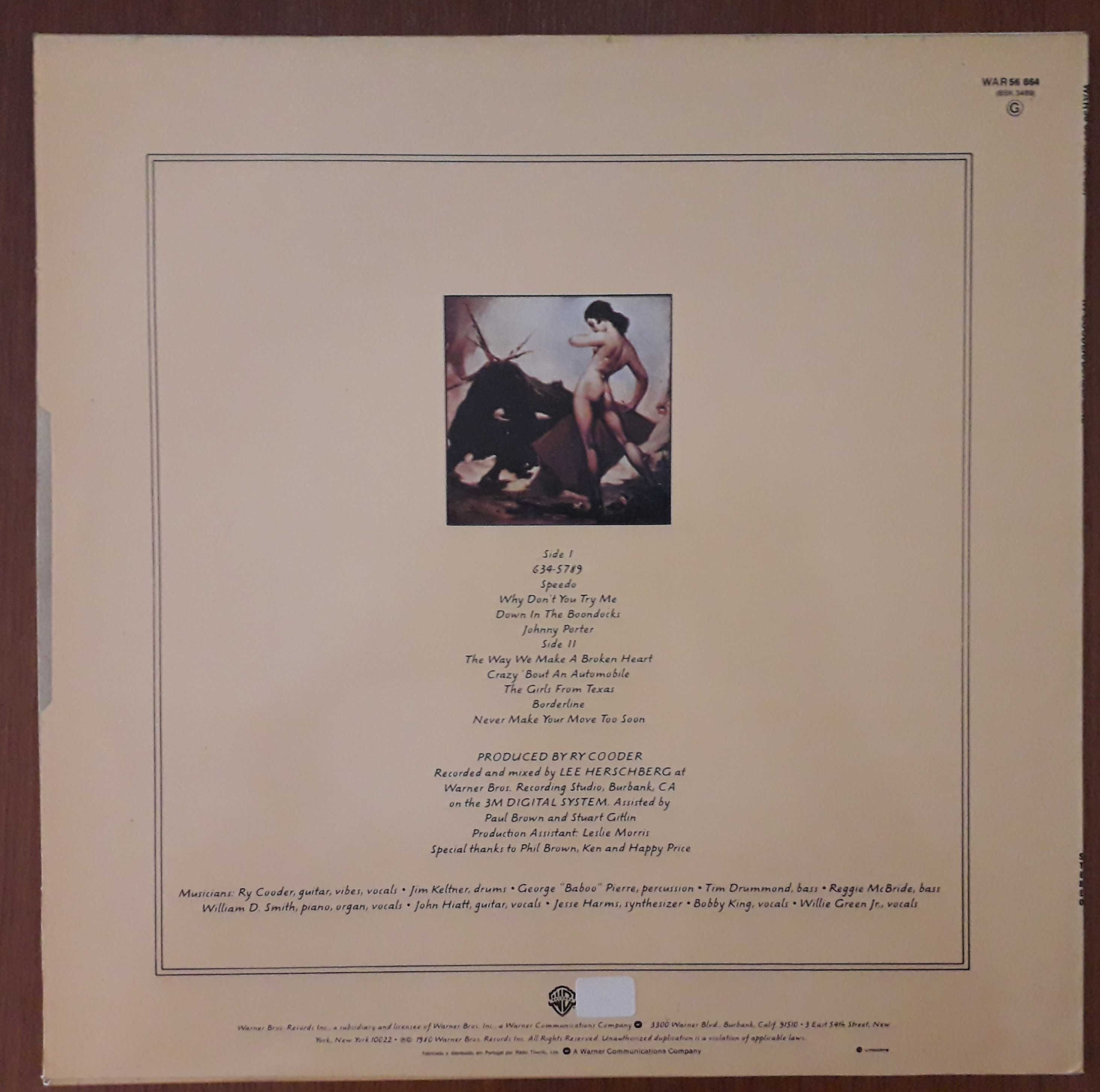 Ry Cooder disco de vinil  " Borderline"