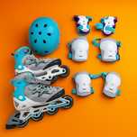 Patins em Linha + Capacete + Proteções (Oxelo) – Quase Novo