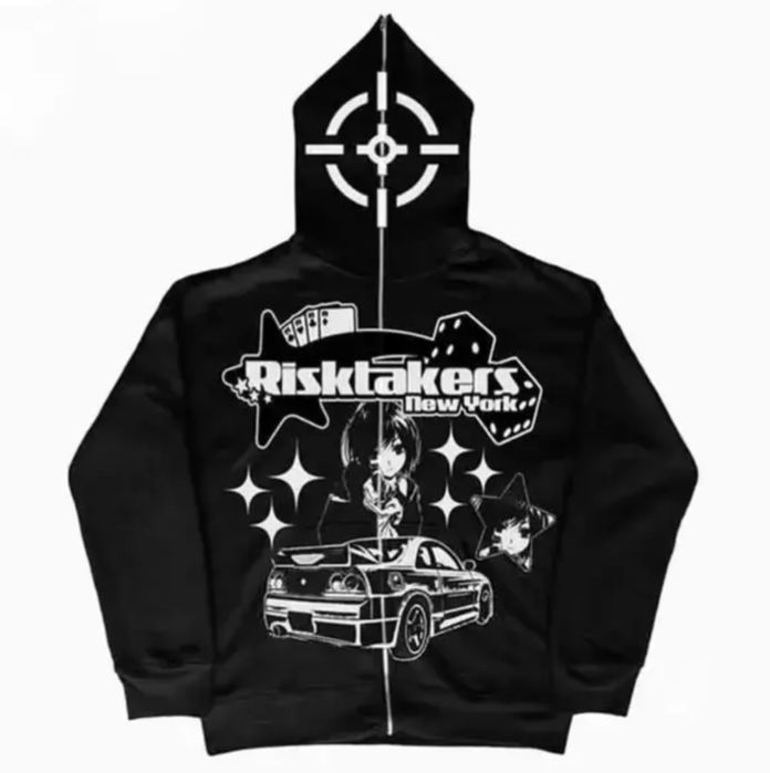 Bluza z kapturem Risktakers New York – czarna, streetwear