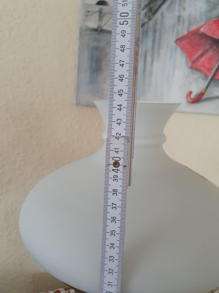 Lampa stołowa duża WZMPT Wałbrzych ze szklanym kloszem