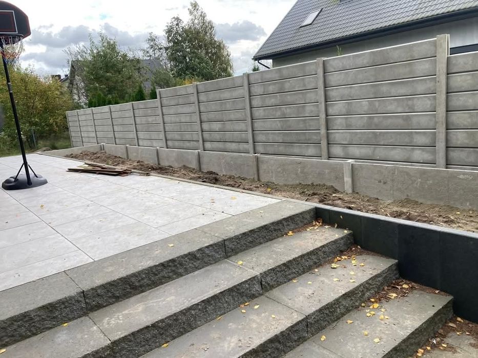 Ogrodzenie betonowe garaż wiata panelowe dwustronne