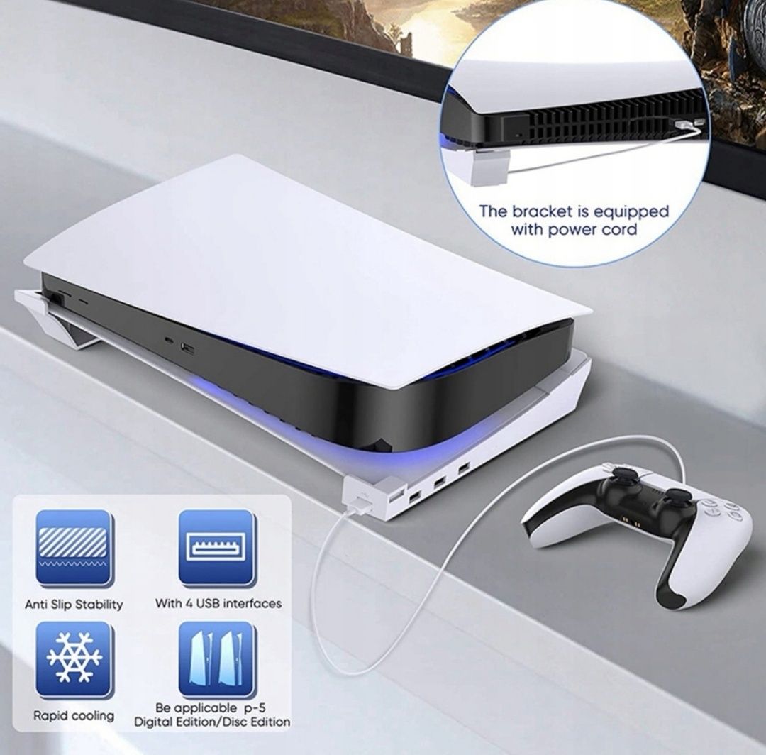 Podstawka POZIOMA iPega do PlayStation 5 PS5 Slim + HUB 4x