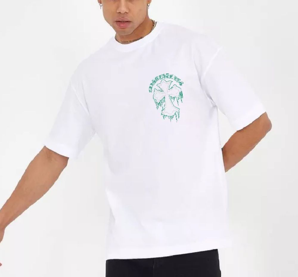 Футболки Chrome Hearts Cross Logo унисекс Хром хартс черная белая