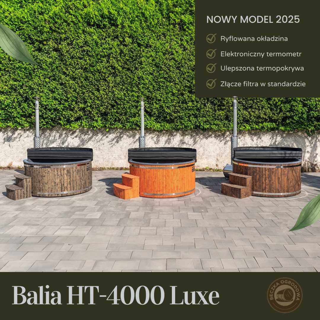 Balia ogrodowa z hydromasażem | Jacuzzi | LED | Piec | 200 cm | NOWOŚĆ