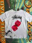 Koszulka Stussy biała letnia modna z krótkim rękawem, rozmiar XL