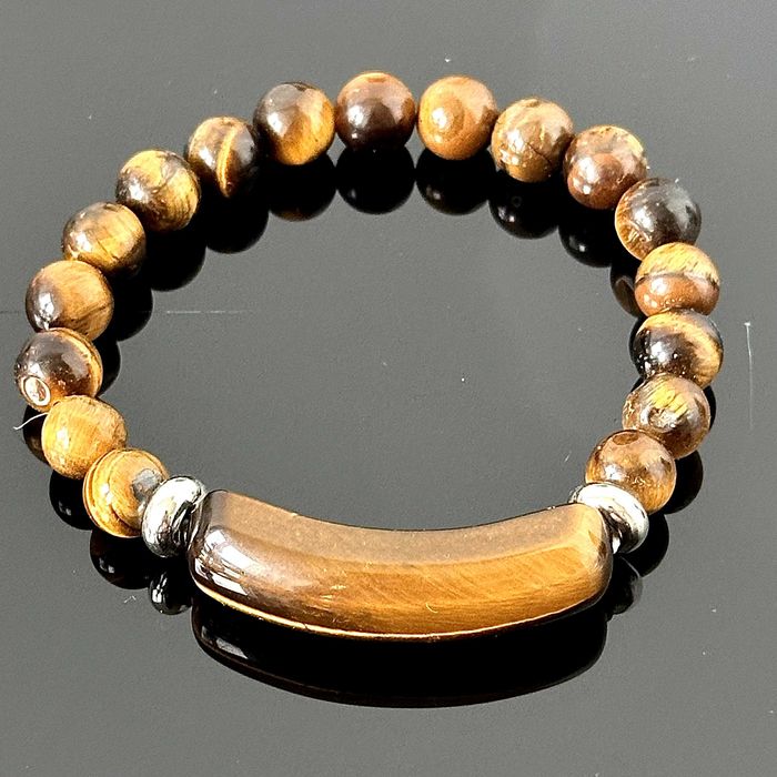 Bransoletka srebra z naturalnego Tygrysiego Oka z ok. 1980 roku