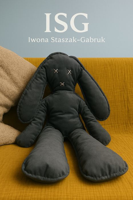 Królik poduszka szara