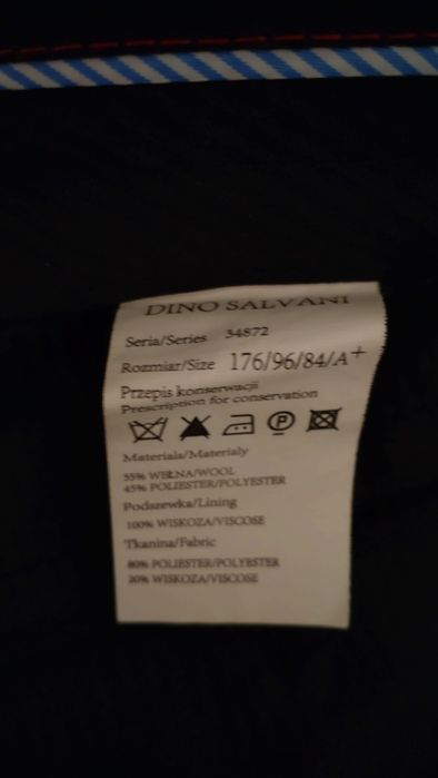 Garnitur granatowy jak nowy Dino Salvani 176/96/84