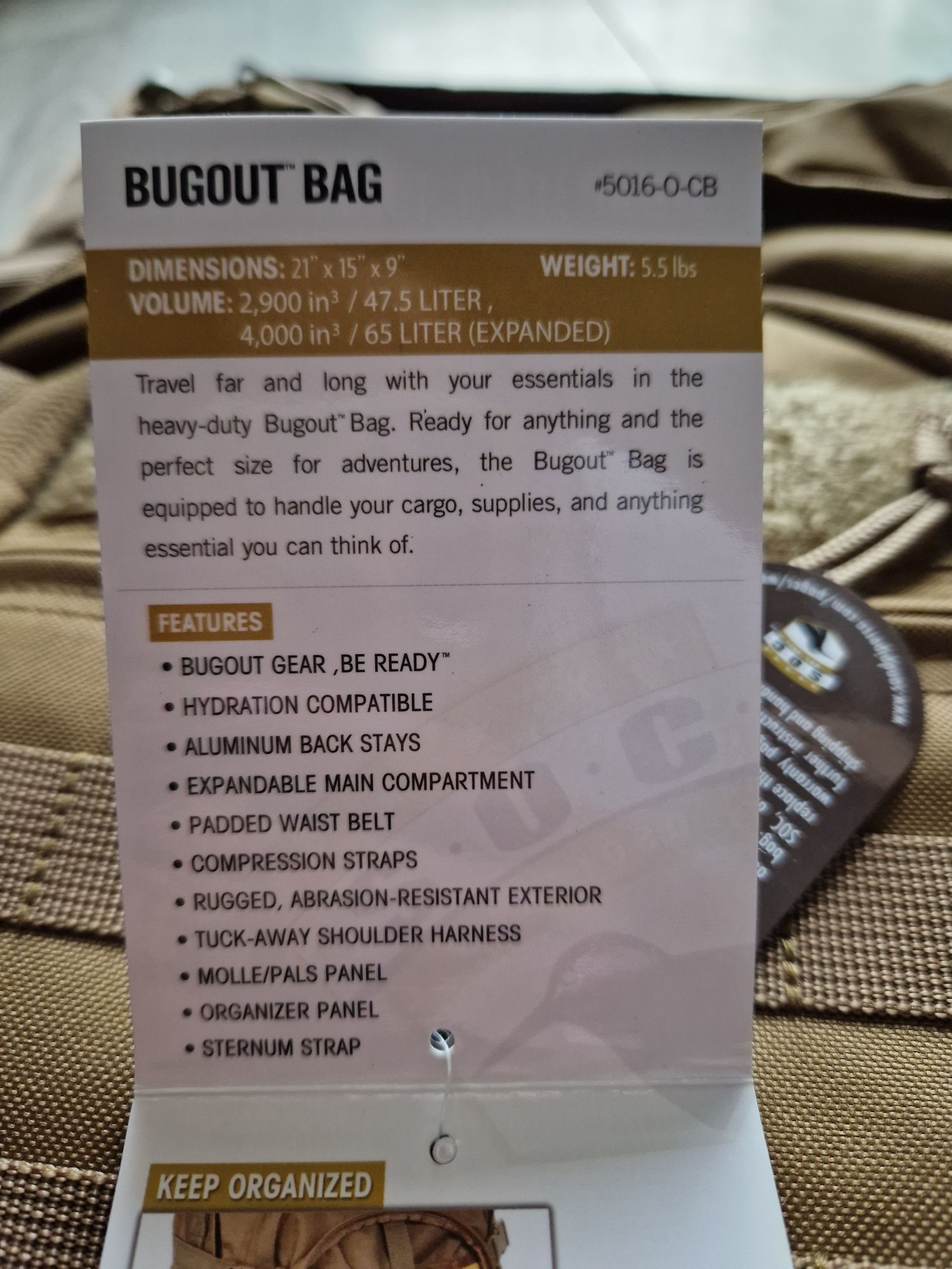 Plecak Bugout 5016-O-CB pojemność 47,5l
