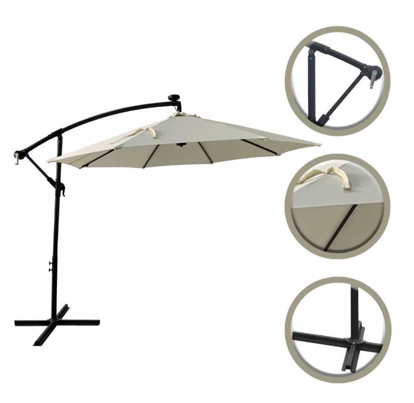 Rozkładany regulowany parasol ogrodowy 270cm LED -DARMOWA DOSTAWA