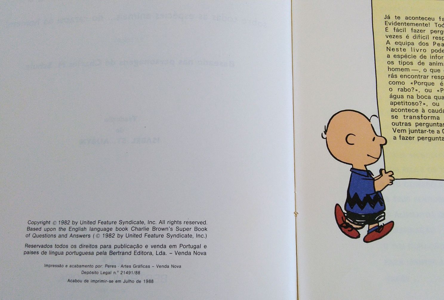 CHARLIE BROWN- O grande livro de perguntas e respostas n°1. 1988.