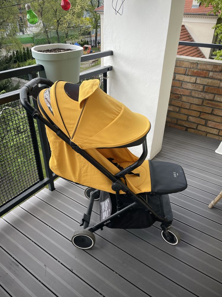 Wózek anex air-x spacerowy żółty z torbą moskitiera i  folia na deszcz