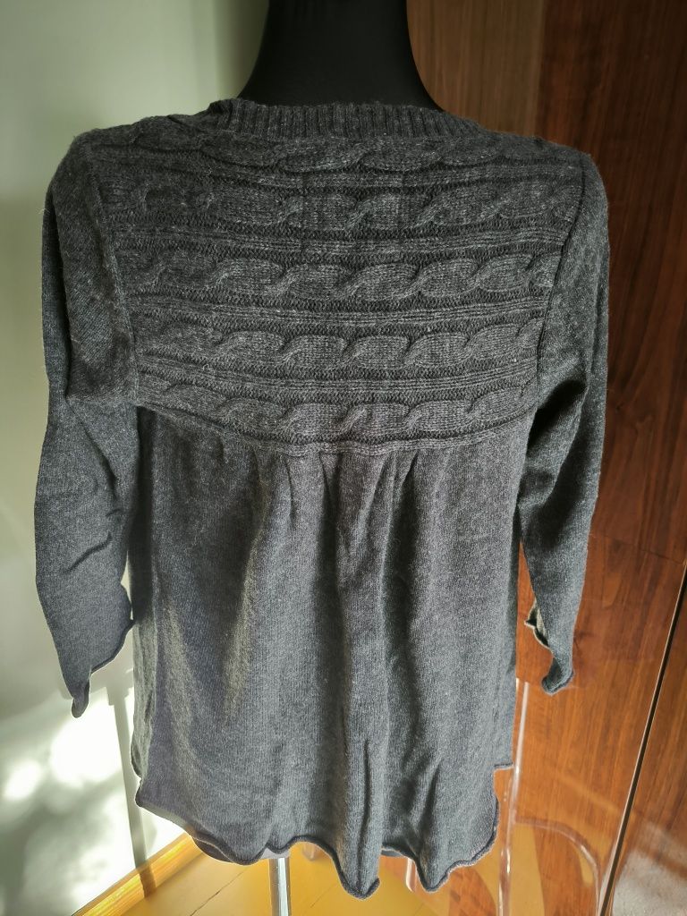 Sweter wełna wełniany z wełny H&M M idealny szary