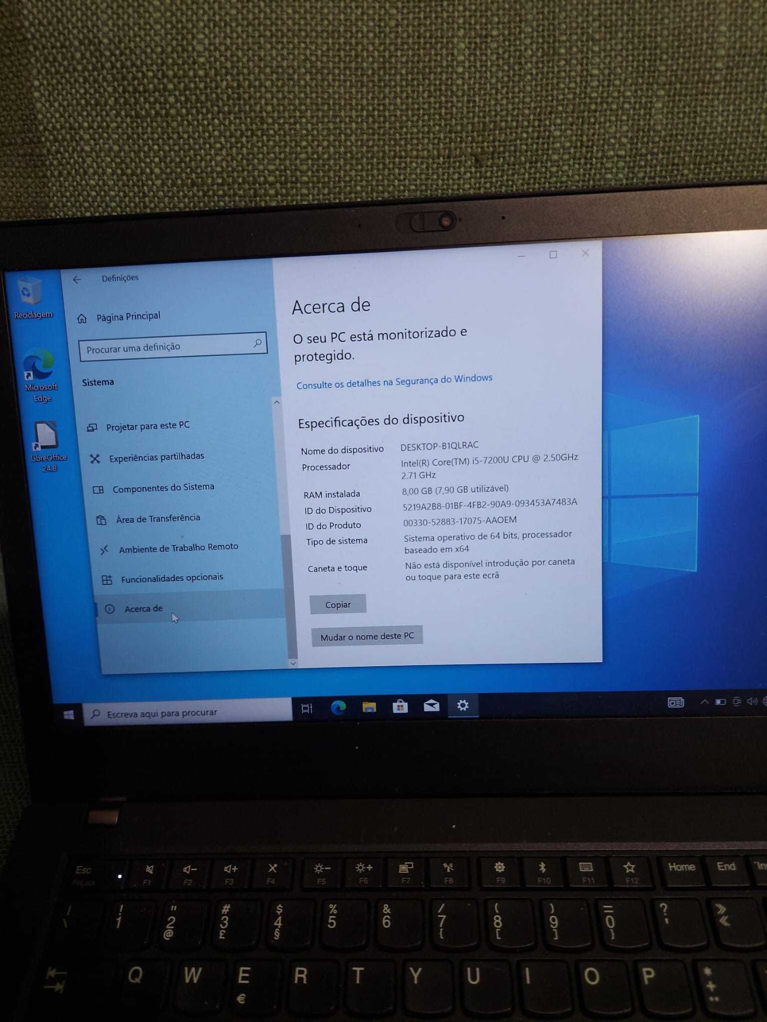 PC Portátil Lenovo ThinkPad T480 com WIN 11