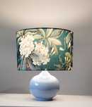 Lampa ceramiczna z abażurem z tkaniny "błękitna wiosna" wys 35cm