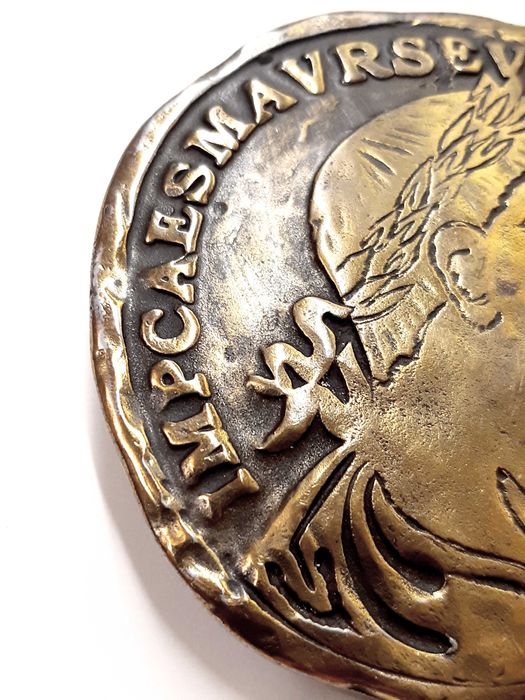 Редкая антикварная пряга для ремня, латунь, Александр Македонский