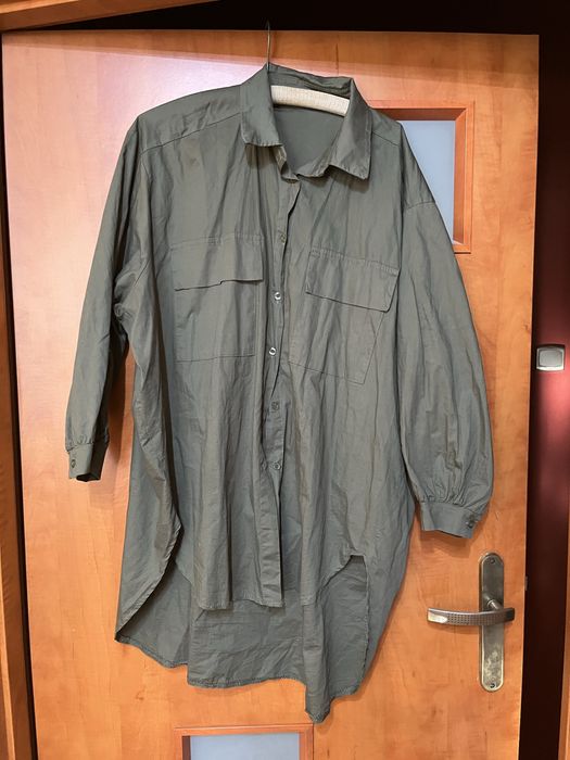 Koszula ciemna zieleń khaki asymetryczna