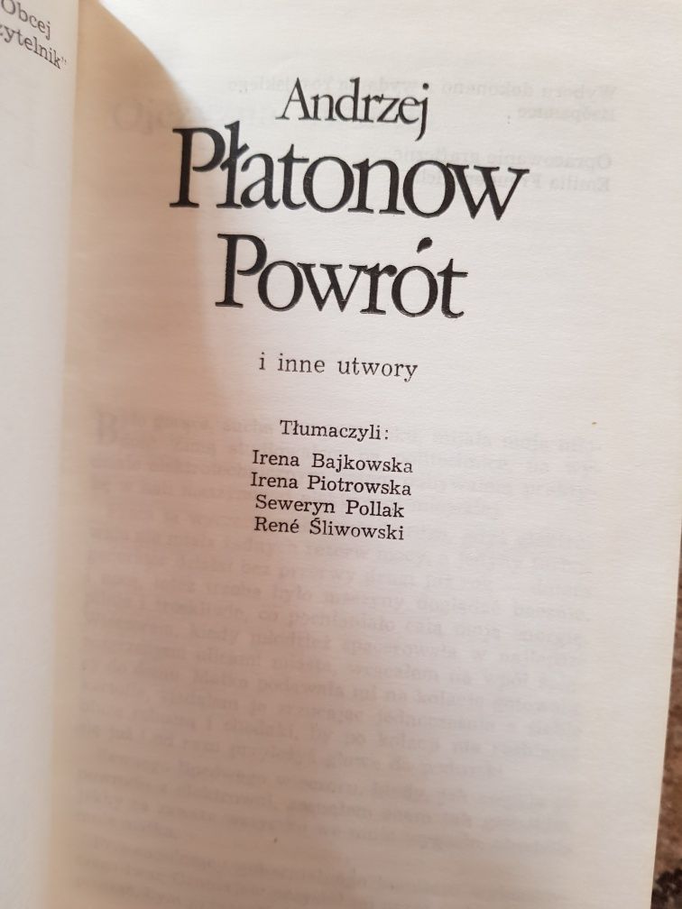 Andrzej Płatonow Powrót Czytelnik 1975