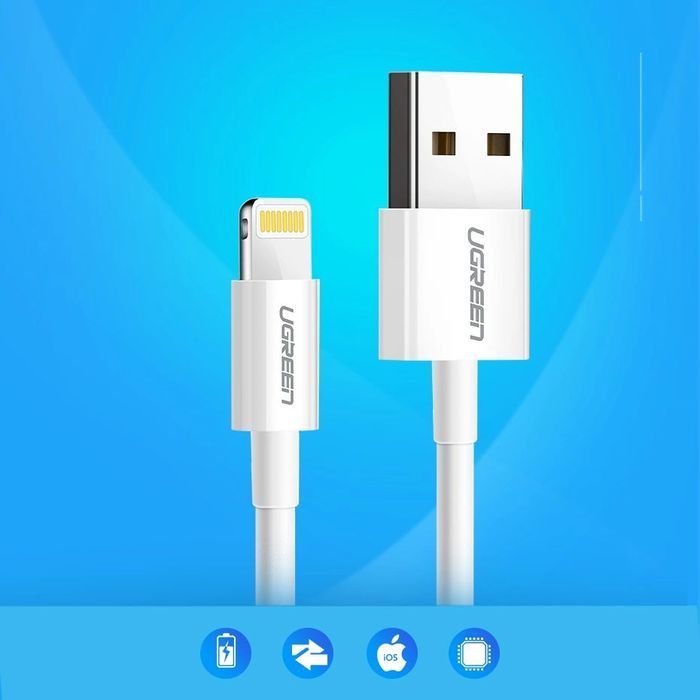Ugreen kabel przewód USB - Lightning MFI 1m 2,4A biały