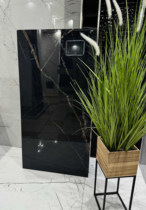 Ciemne płytki marmuropodobne POLER ze złotą żyłą 120x60 POŁYSK gat. 1