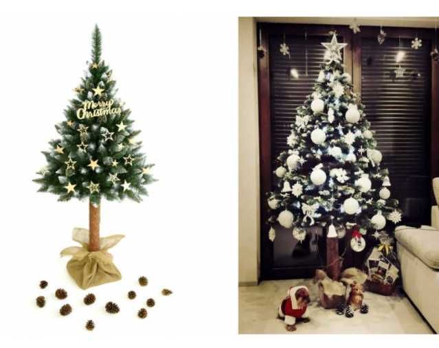 * Choinka PREMIUM sztuczna na pniu 180 cm srebrna, diamentowa *