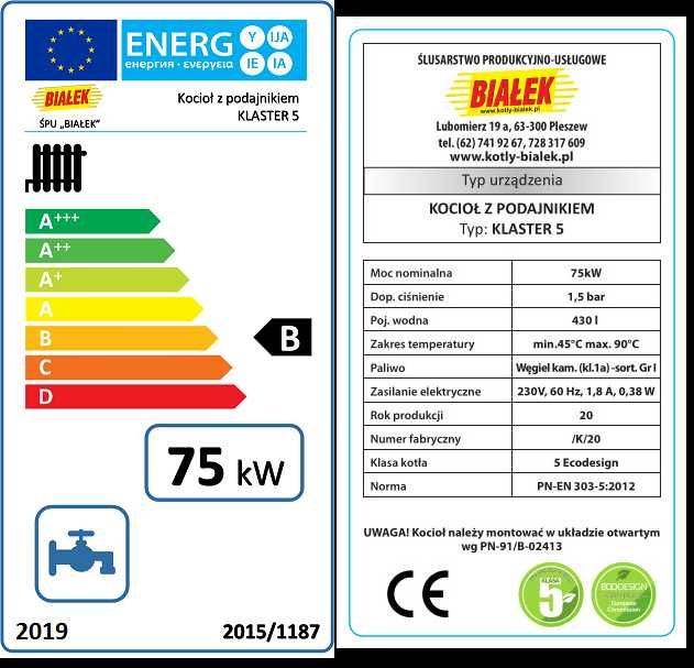 Kocioł na ekogroszek KLASTER-5 75kW bardzo wydajny  do 1000m2