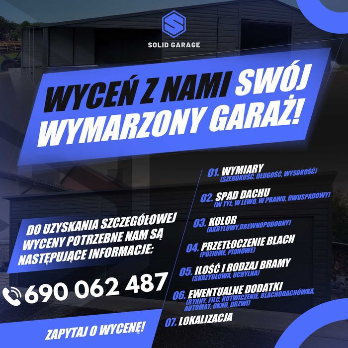 Garaż 13x8m blaszany drewnopodobny do ogrodu garaz z wiatą (15x6 16x7)