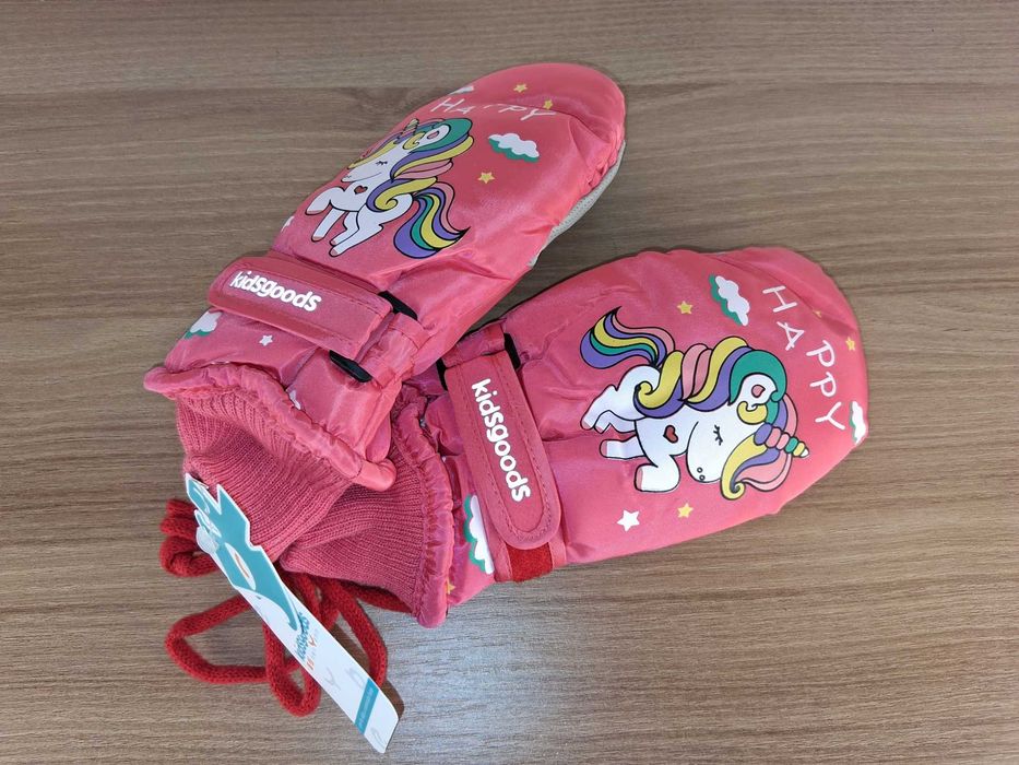Y066 Rękawiczki Zimowe Dziecięce Jednorożec Różowe Kidsgoods