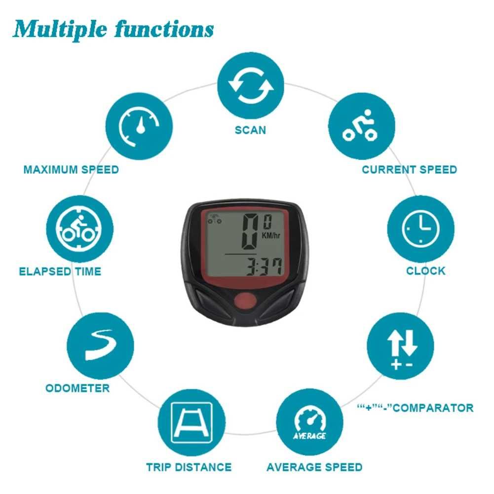 Велокомпьютер одометр спидометр велосипедный 15 функций