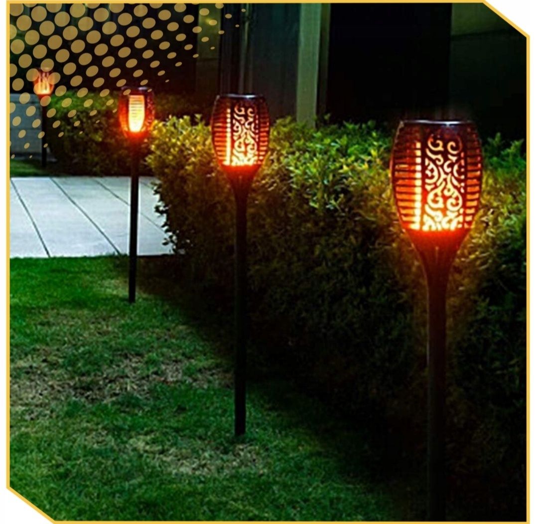 4x LAMPA SOLARNA ogrodowa pochodnia efekt ognia płomienie ozdobna