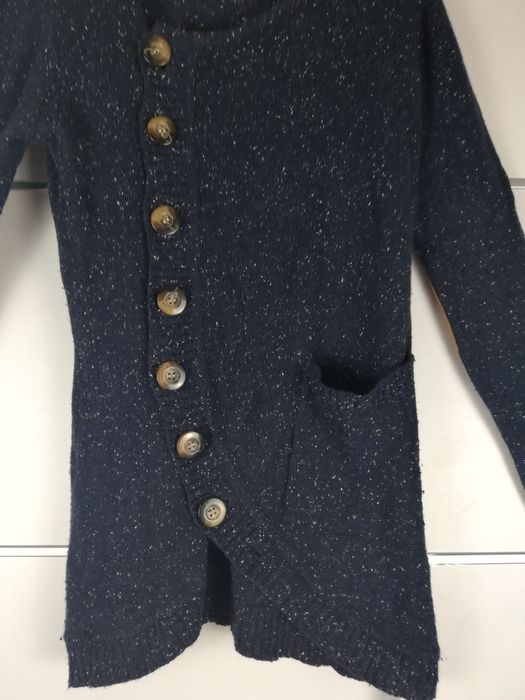 Sweter damski ciemnogranatowy droga mleczna gruby z guzikami L rozmiar