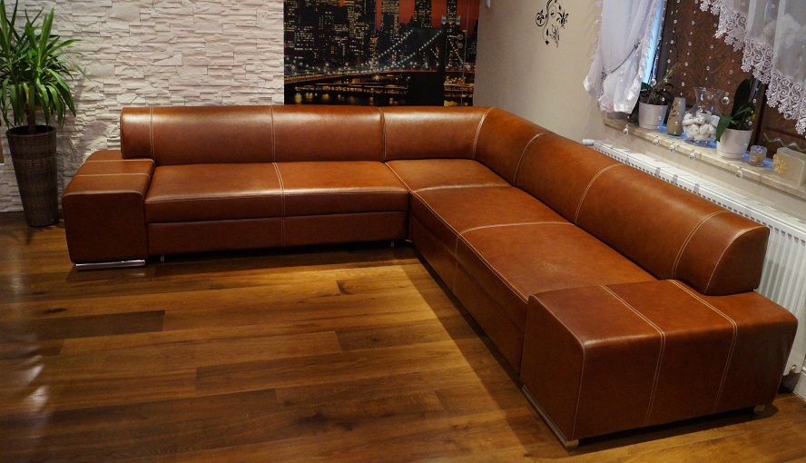 Piękny Narożnik 247x242 SKÓRA skórzany rogówka ze skóry sofa PRODUCENT