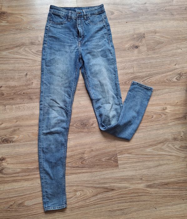 Skinny jeansy H&M wysoki stan 34 dekatyzowane slim rurki