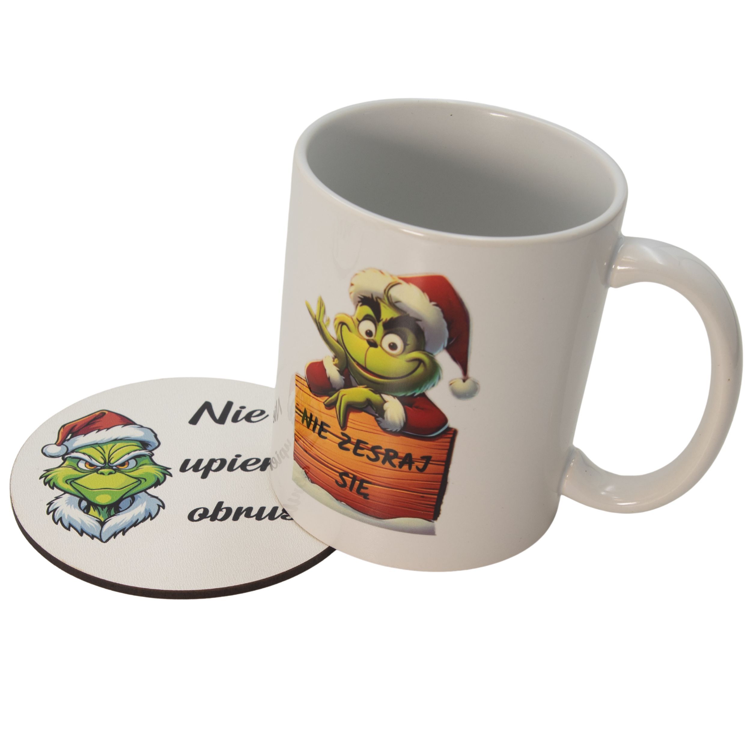 Zestaw Kubek i Podkładka pod kubek GRINCH zestaw świąteczny na stół