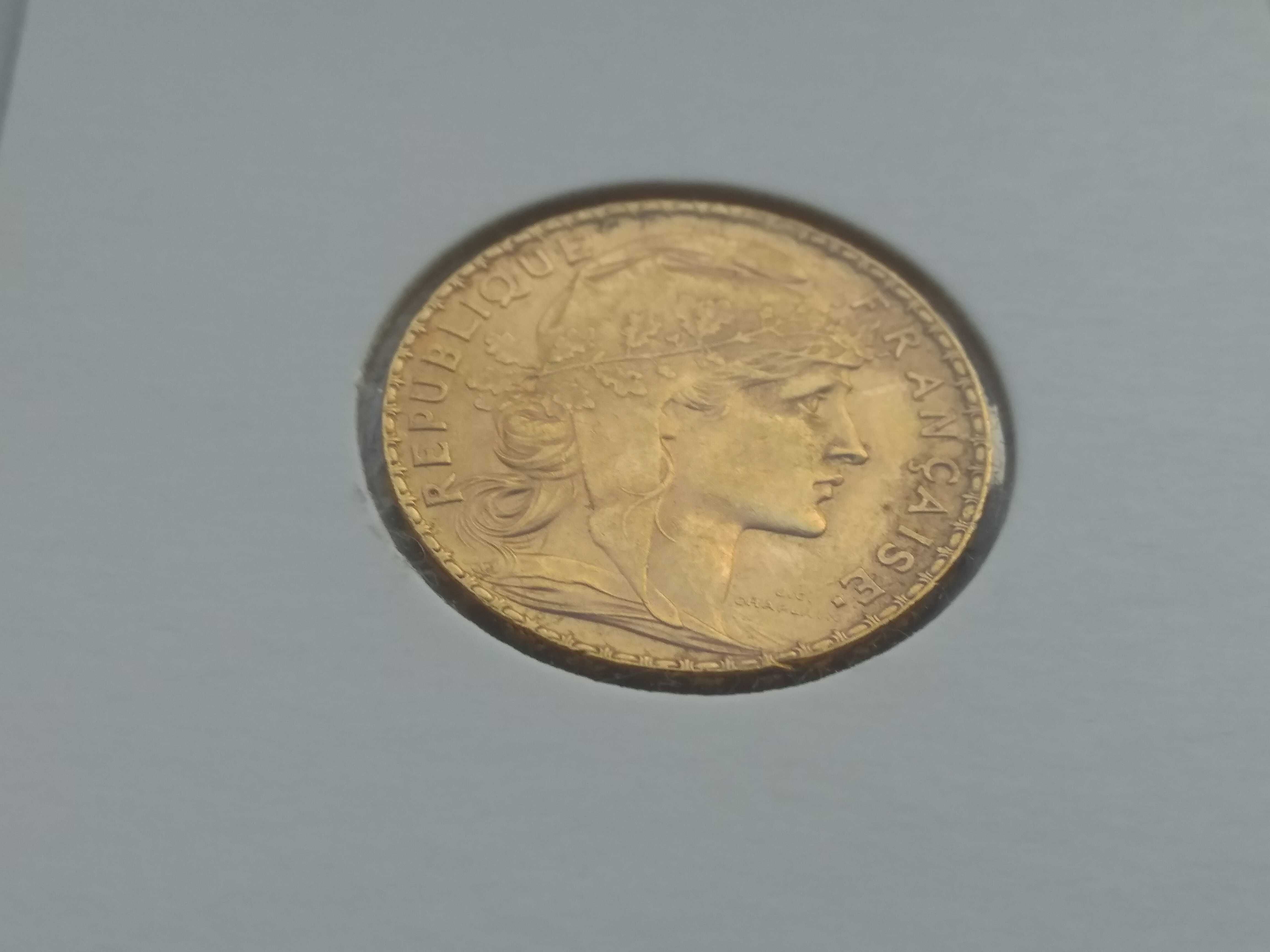 1911 Francja, III Republika, KOGUT - 20 franków, Au 900, 6,45 g,stan 2