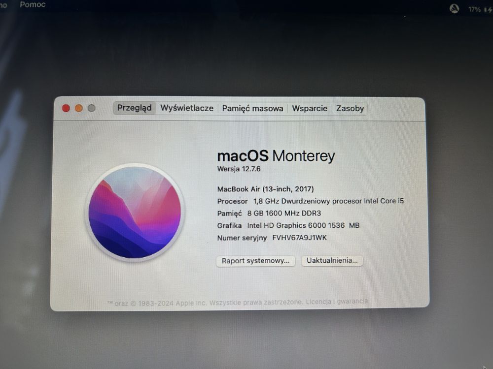 MacBooka Air 13" model A1466 w stanie idealnym