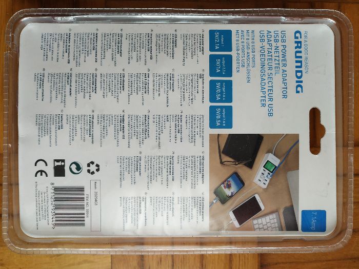 GRUNDIG carregador c/ 8 portas usb 5V 0.5A 1A 2.1A